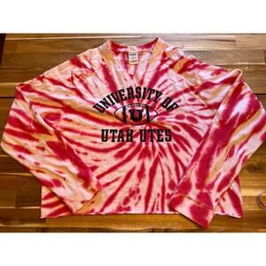 VS‎ PINK University of Utah size L cropped tie dye sweater